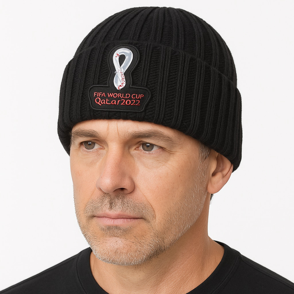 Men’s FIFA World Cup Cuffed Knit Hat – Black–One Size–NWT–Officially Licensed